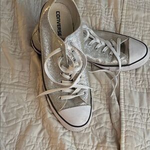 Converse Women's Glittery Silver Sneakers